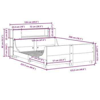 Massivholzbett ohne Matratze 120x200 cm Kiefernholz