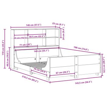 Massivholzbett ohne Matratze Wachsbraun 140x190 cm Massivholz