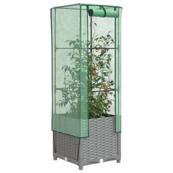 ARDEBO.de - Hochbeet mit Gewächshaus-Aufsatz Rattan-Optik 40x40x139 cm