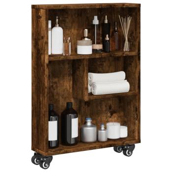 ARDEBO.de - Aufbewahrungswagen Schmal Räuchereiche 48x13x68cm Holzwerkstoff