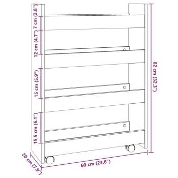 Aufbewahrungswagen Schmal 4 Etagen Eichen-Optik Holzwerkstoff