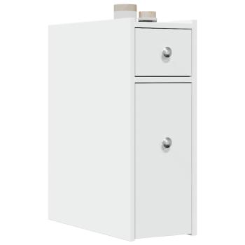 ARDEBO.de - Badschrank Schmal mit Rollen Weiß Holzwerkstoff