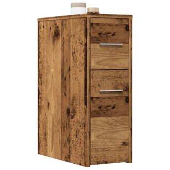ARDEBO.de - Badschrank Schmal mit Rollen Altholz-Optik Holzwerkstoff