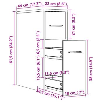 Badschrank Schmal mit Rollen Altholz-Optik Holzwerkstoff