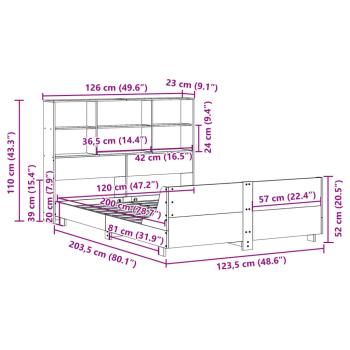 Massivholzbett ohne Matratze Wachsbraun 120x200 cm Kiefernholz