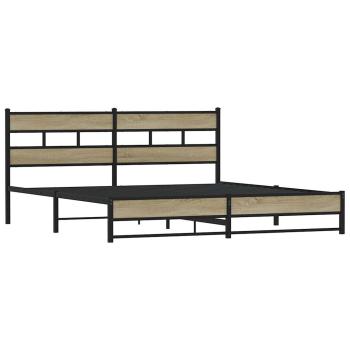 ARDEBO.de - Metallbett ohne Matratze Sonoma-Eiche 183x213 cm