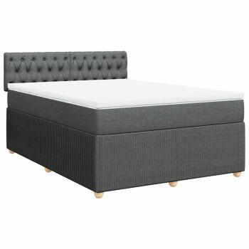 Boxspringbett mit Matratze Dunkelgrau 140x190 cm Stoff
