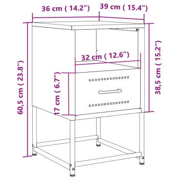 Nachttische 2 Stk. Rosa 36x39x60,5 cm Stahl