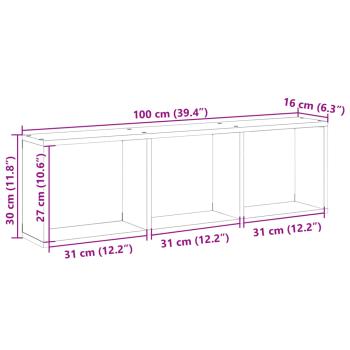 ARDEBO.de - Wandschrank 100x16x30 cm Eichen-Optik Holzwerkstoff