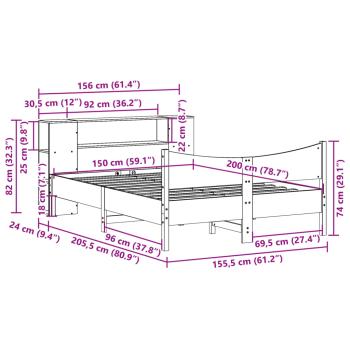 Massivholzbett ohne Matratze 150x200 cm Kiefernholz