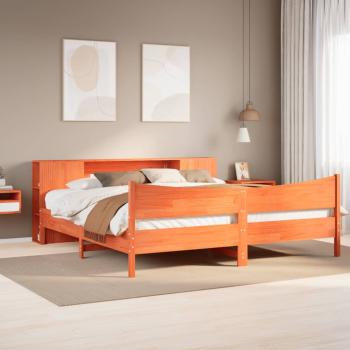 ARDEBO.de - Massivholzbett ohne Matratze Wachsbraun 200x200 Kiefernholz
