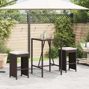 ARDEBO.de - Garten-Barhocker mit Kissen 2 Stk. Braun Poly Rattan