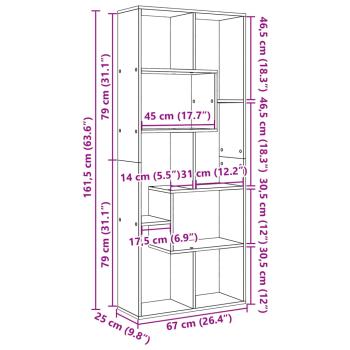 Raumteiler-Bücherregal Braun Eichen-Optik 67x25x161,5 cm