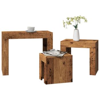 ARDEBO.de - Satztische 3 Stk. Altholz-Optik Holzwerkstoff