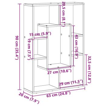 Bücherregal Weiß 63x20x90 cm Holzwerkstoff