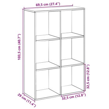 Raumteiler-Bücherregal Betongrau 69,5x29x103,5 cm Holzwerkstoff