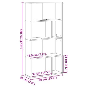 Bücherregal Betongrau 60x20x120 cm Holzwerkstoff