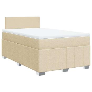 ARDEBO.de - Boxspringbett mit Matratze Creme 120x200 cm Stoff