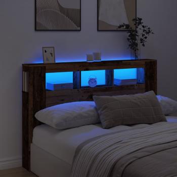 ARDEBO.de - LED-Kopfteil Altholz-Optik 160x18,5x103,5 cm Holzwerkstoff
