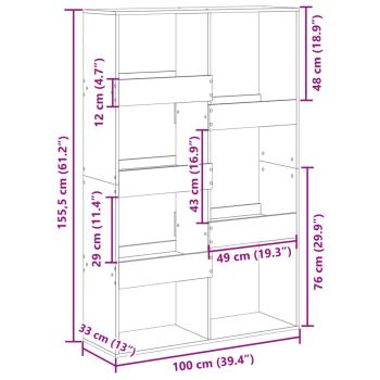 Bücherregal Grau Sonoma 100x33x155,5 cm Holzwerkstoff