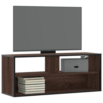 ARDEBO.de - TV-Schrank Braun Eiche 100x31x39,5 cm Holzwerkstoff und Metall