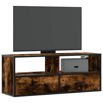 ARDEBO.de - TV-Schrank Räuchereiche 100x31x39,5 cm Holzwerkstoff und Metall