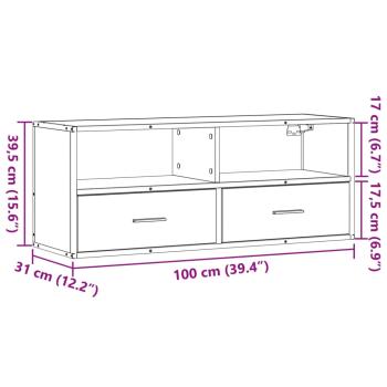 TV-Schrank Räuchereiche 100x31x39,5 cm Holzwerkstoff und Metall