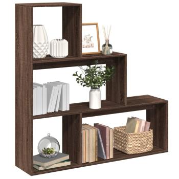 ARDEBO.de - Raumteiler-Bücherregal 3 Stufen Braun Eichen-Optik 123x29x123cm