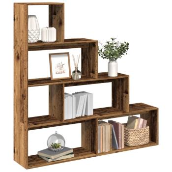 ARDEBO.de - Raumteiler-Bücherregal 4 Stufen Altholz-Optik 143,5x29x143,5 cm
