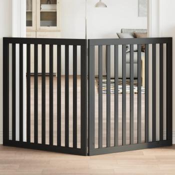 ARDEBO.de - 2-tlg. Hundetor Faltbar Schwarz 160 cm Pappelholz