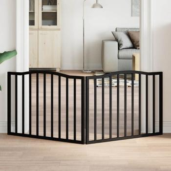 ARDEBO.de - 2-tlg. Hundetor Faltbar Schwarz 160 cm Pappelholz