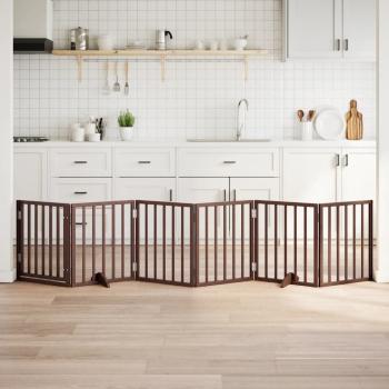 ARDEBO.de - 6-tlg. Hundetor mit Tür Faltbar Braun 300 cm Pappelholz