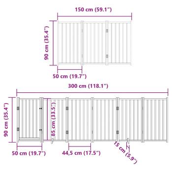 15-tlg. Hundetor mit Tür Faltbar 750 cm Pappelholz