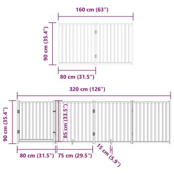 10-tlg. Hundetor mit Tür Faltbar Weiß 800 cm Pappelholz