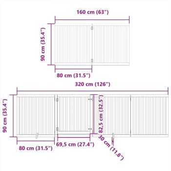 10-tlg. Hundetor mit Tür Faltbar Schwarz 800 cm Pappelholz