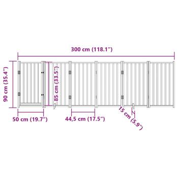 6-tlg. Hundetor mit Tür Faltbar Weiß 300 cm Massivholz Tanne
