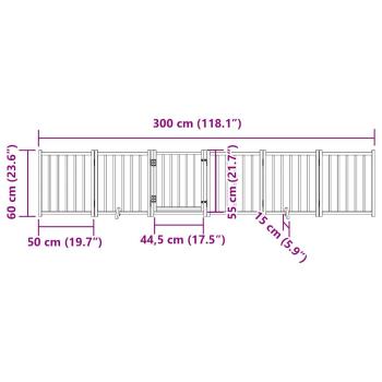 6-tlg. Hundetor mit Tür Faltbar Braun Eiche 300 cm Tannenholz