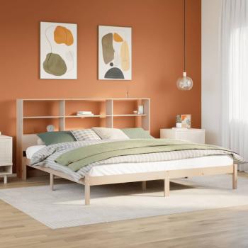 ARDEBO.de - Massivholzbett mit Regal ohne Matratze 200x200 cm Kiefernholz
