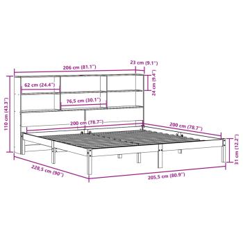 Massivholzbett mit Regal ohne Matratze 200x200 cm Kiefernholz