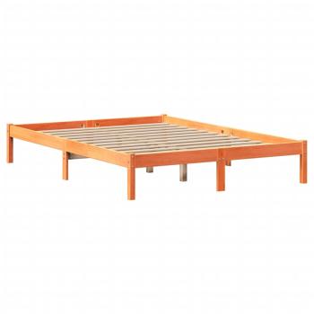 ARDEBO.de - Massivholzbett mit Regal ohne Matratze Wachsbraun 140x200 cm