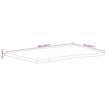 Schreibtischplatte mit Aussparung 100x50x2,5cm Massivholz Mango