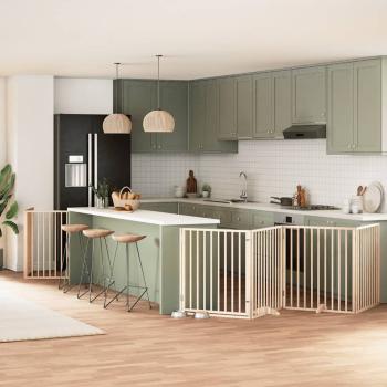 ARDEBO.de - 6-tlg. Hundetor mit Tür Faltbar 480 cm Pappelholz