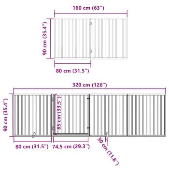 10-tlg. Hundetor mit Tür Faltbar Braun 800 cm Pappelholz