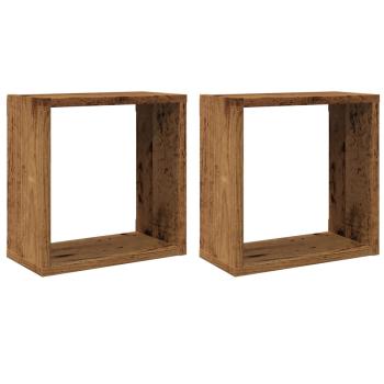 ARDEBO.de - Würfel-Wandregale 2 Stk. Altholz-Optik 30x15x30 Holzwerkstoff