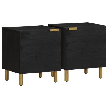 ARDEBO.de - Nachttische 2 Stk. Schwarz 40x33x46 cm Massivholz Mango