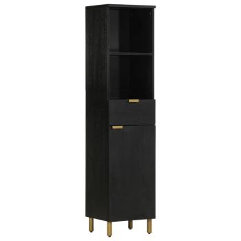ARDEBO.de - Badschrank Schwarz 38x33x160 cm Massivholz Mango