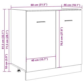Spülenunterschrank Artisan-Eiche 80x46x81,5 cm Holzwerkstoff