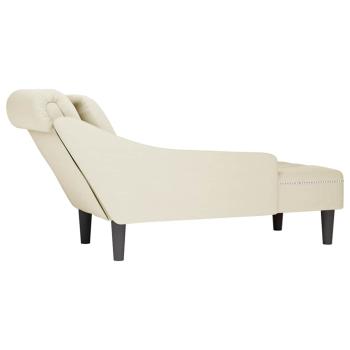 Chaiselongue mit Kissen und Rechter Armlehne Creme Samt