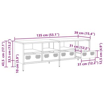 TV-Schrank Weiß 135x39x43,5 cm Kaltgewalzter Stahl
