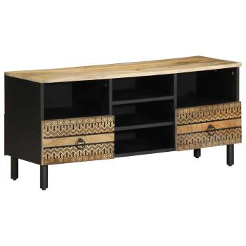 ARDEBO.de - TV-Schrank Schwarz 100x33,5x46 cm Raues Mangoholz